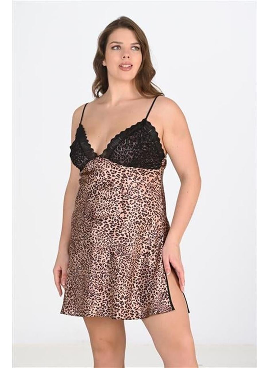Büyük Beden 2li Leopar Sabahlık Takımı Bigsize 6203
