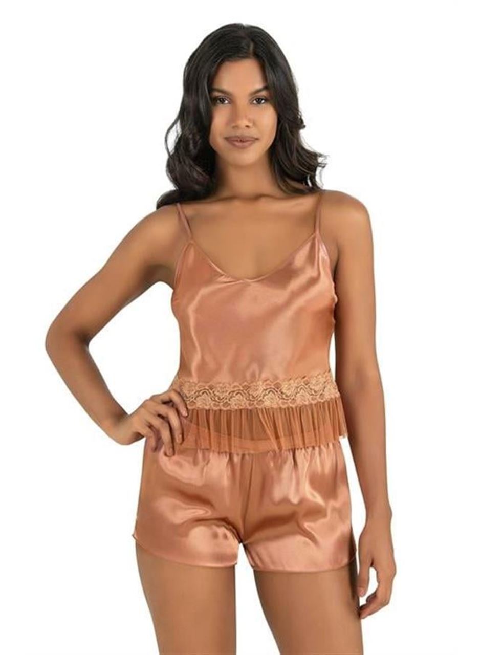 Bakır Saten Şort Takımı 9209