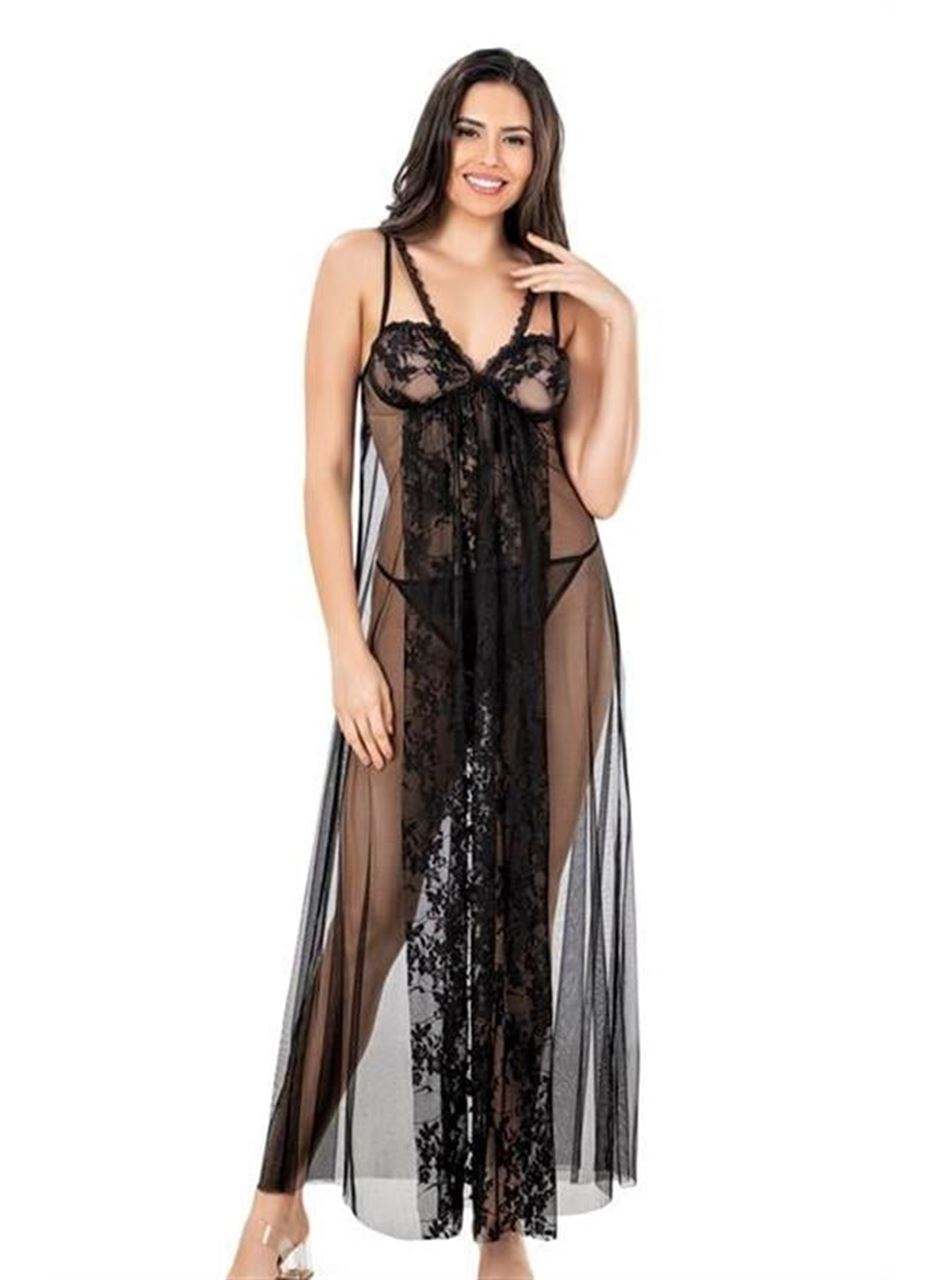 Siyah Kısa Tül Gecelik