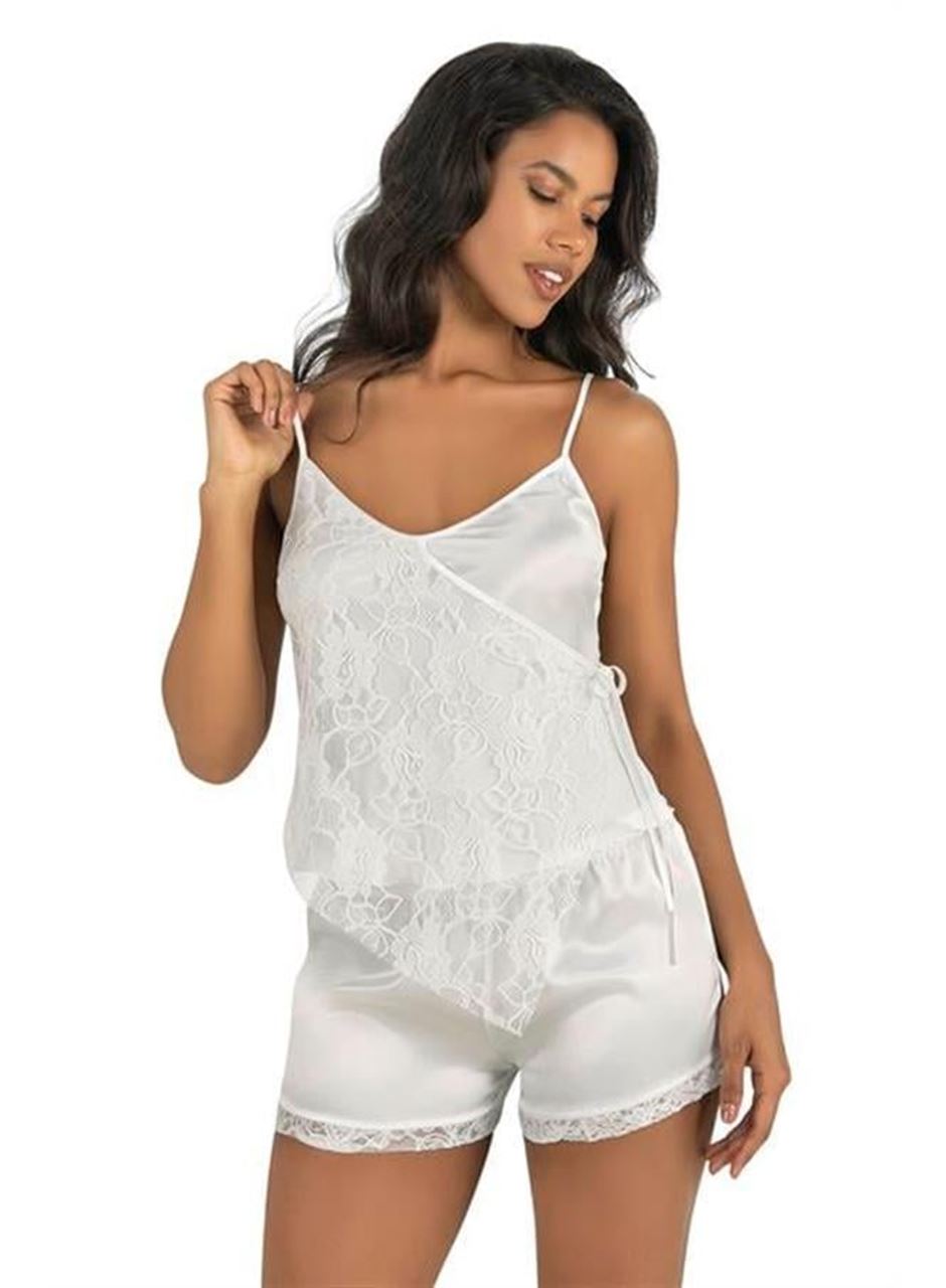 Ekru Saten Şort Takımı 9204