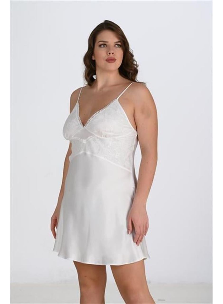 Büyük Beden 2li Ekru Sabahlık Takımı Bigsize