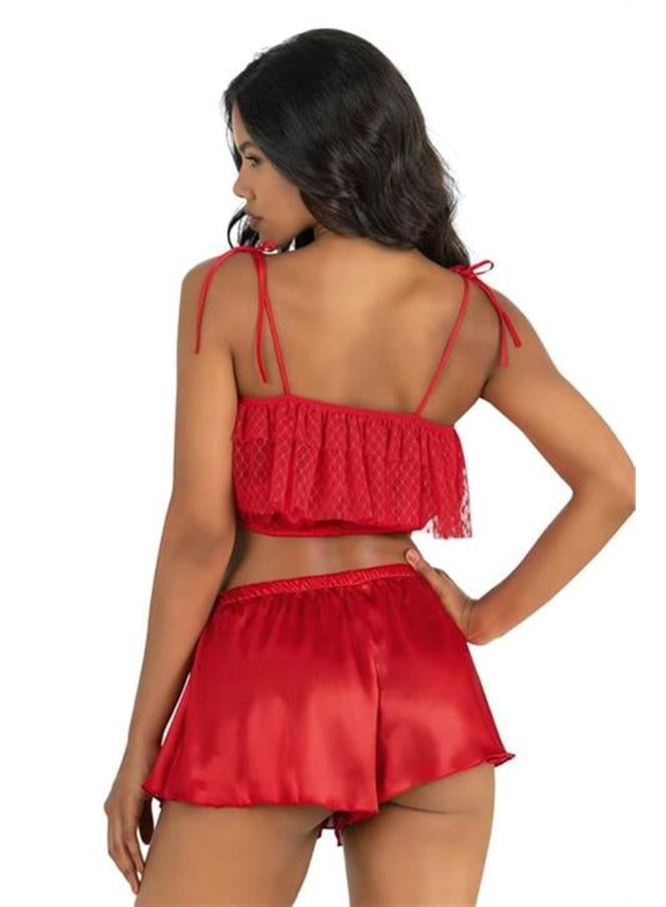 Kırmızı Saten Şort Takımı 9206