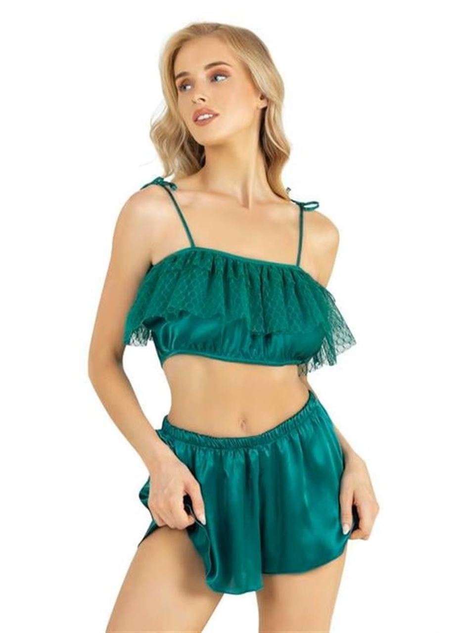 Zümrüt Saten Şort Takımı 9206