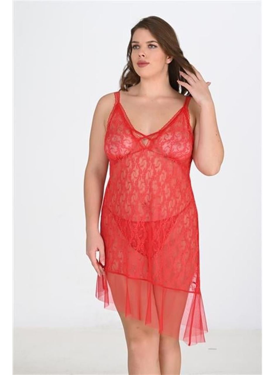 Büyük Beden Kırmızı Gecelik