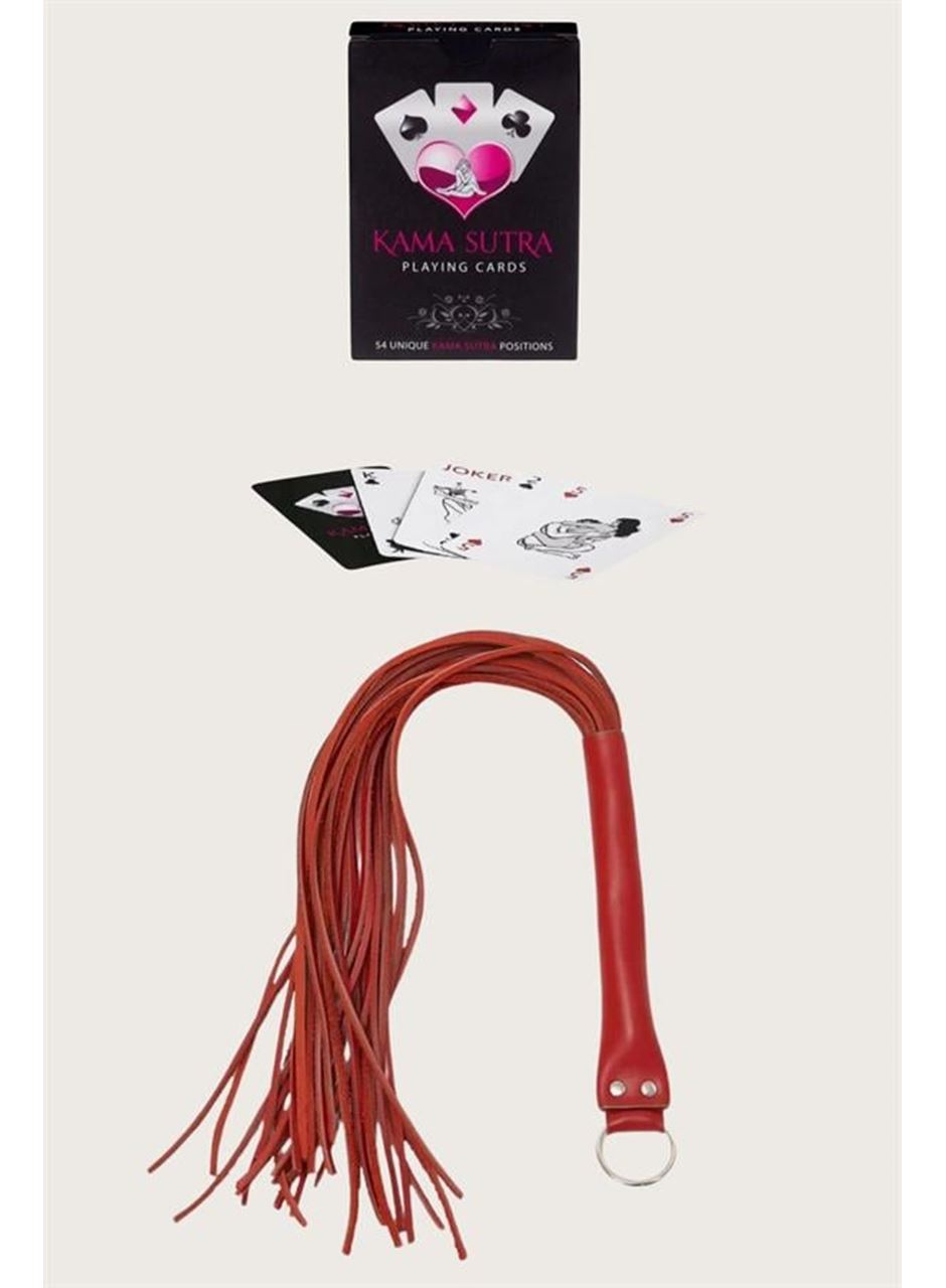 Sexy Görselli Oyun Kartı Kama Sutra Kırmızı Kırbaç Set
