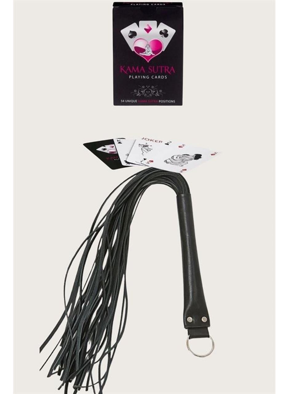 Sexy Görselli Oyun Kartı Kama Sutra Siyah Kırbaç Set