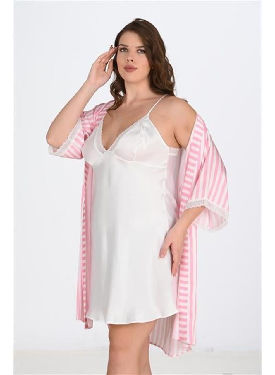 2'li Beyaz-Pembe Sabahlık Takımı Bigsize 6210