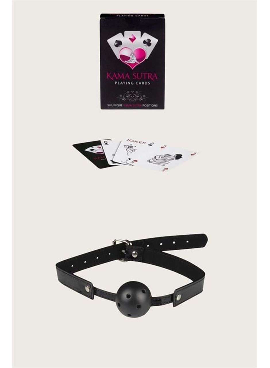 Sexy Görselli Oyun Kartı Kama Sutra Siyah Ağız Topu Set