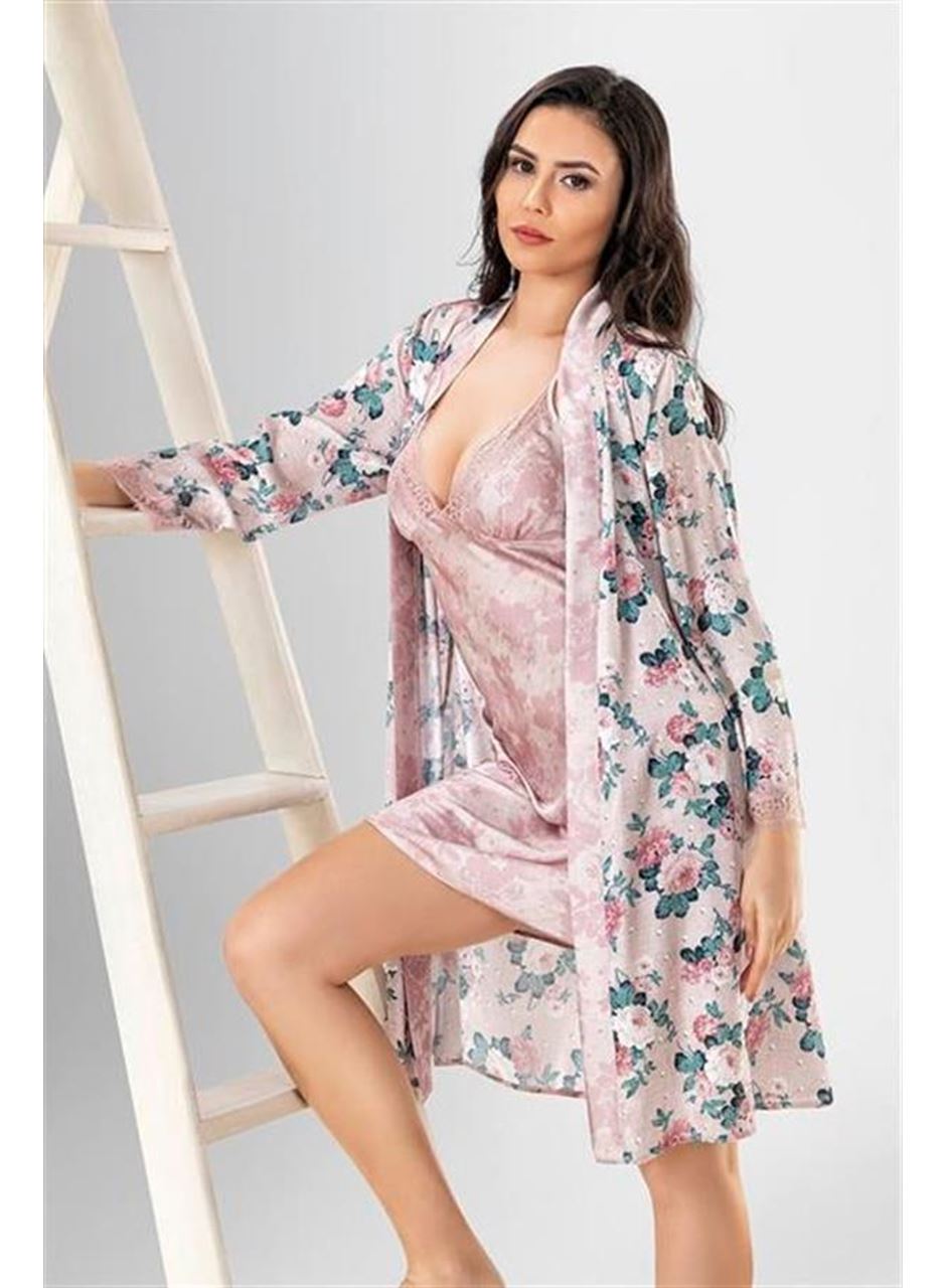 2 li Kısa Sabahlık Takımı Desenli