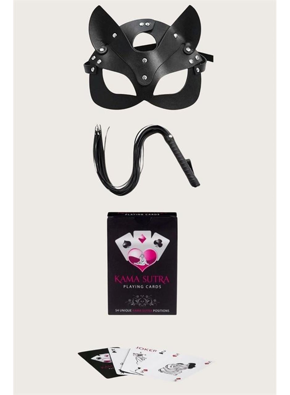 Sexy Görselli Oyun Kartı Kama Sutra Kırbaç Maske Set