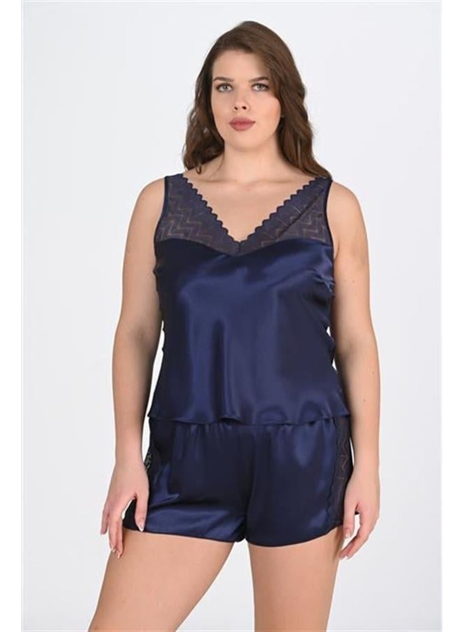 Büyük Beden Lacivert Şort Takımı