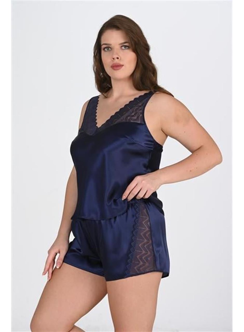 Büyük Beden Lacivert Şort Takımı