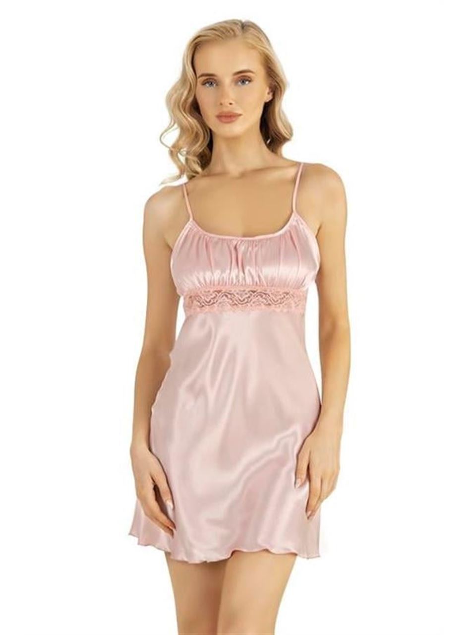 Somon Kısa Saten Gecelik 8208