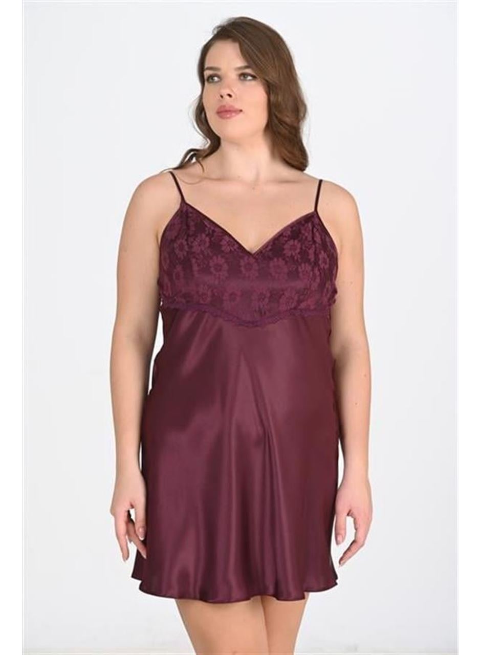 Büyük Beden Mürdüm Gecelik 2108