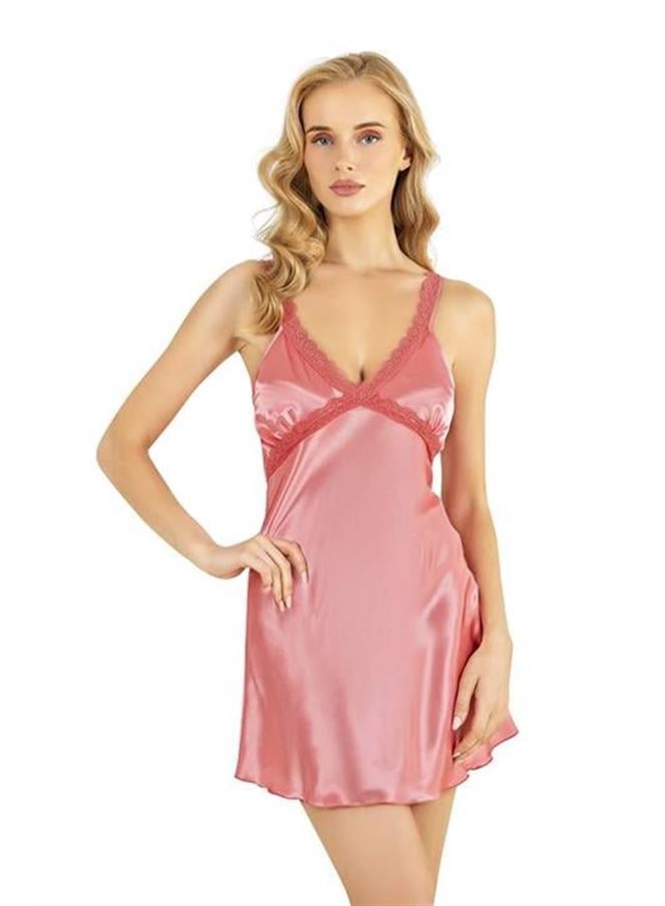 Mercan Kısa Saten Gecelik 8226