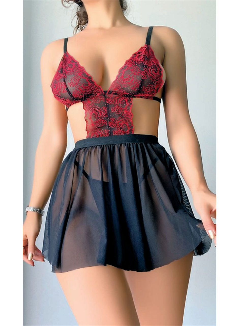 Tül Mini Fantezi Babydoll Takım