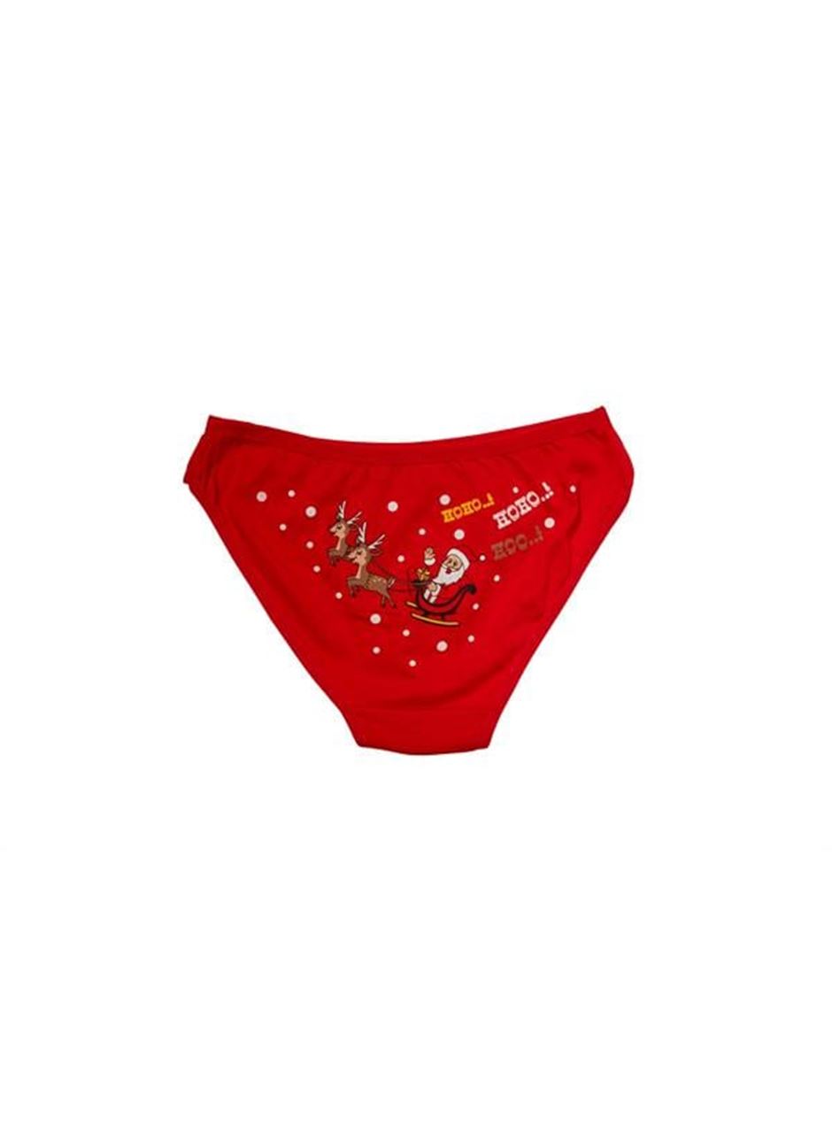 Kırmızı Yılbaşı Desenli Hoo Hoo Hoo Pamuklu Külot