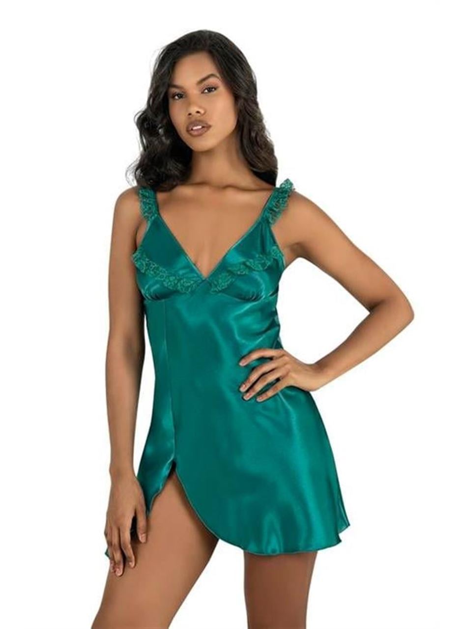 Zümrüt Kısa Saten Gecelik 8237