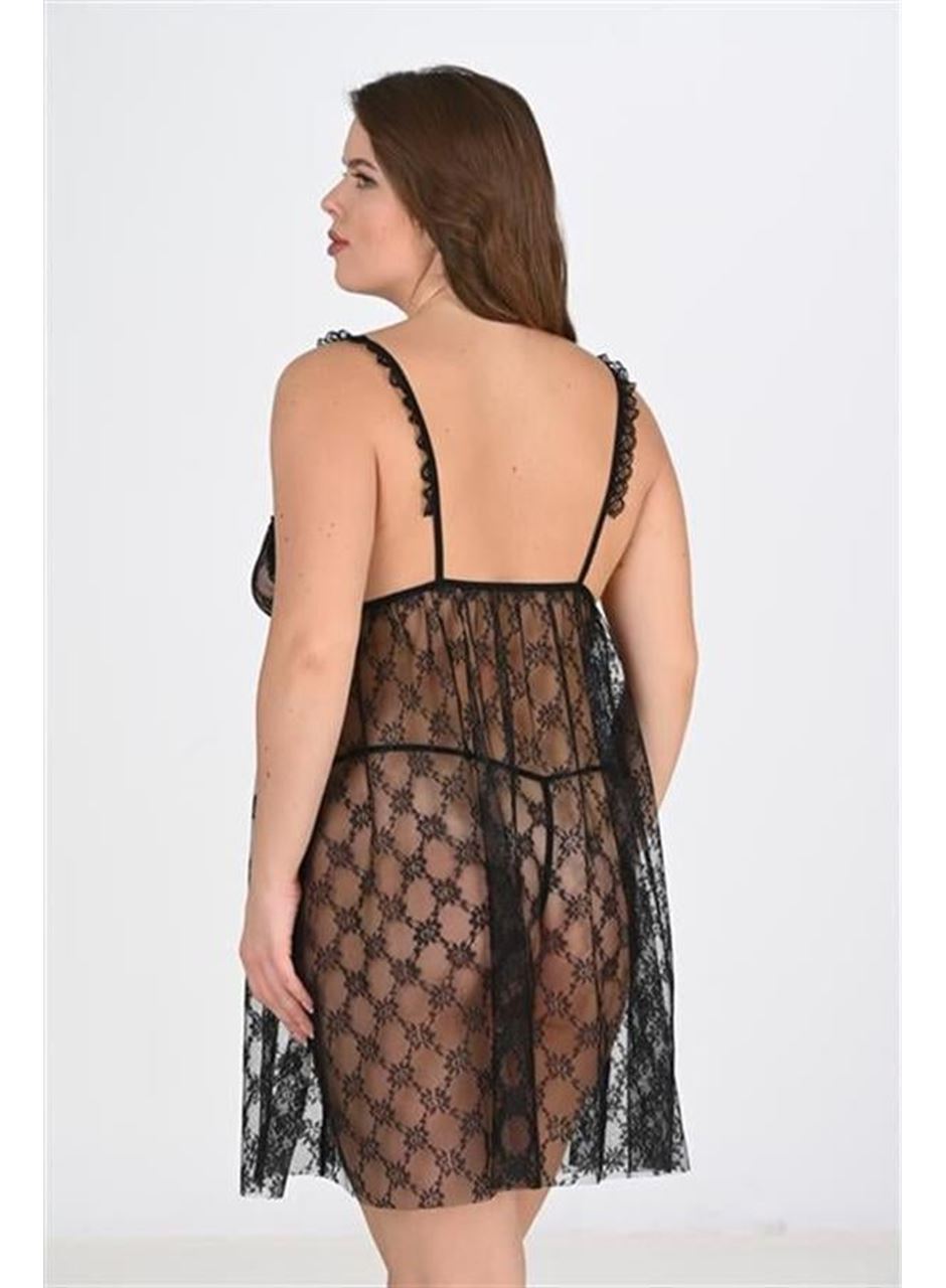 Büyük Beden Siyah Gecelik 3041