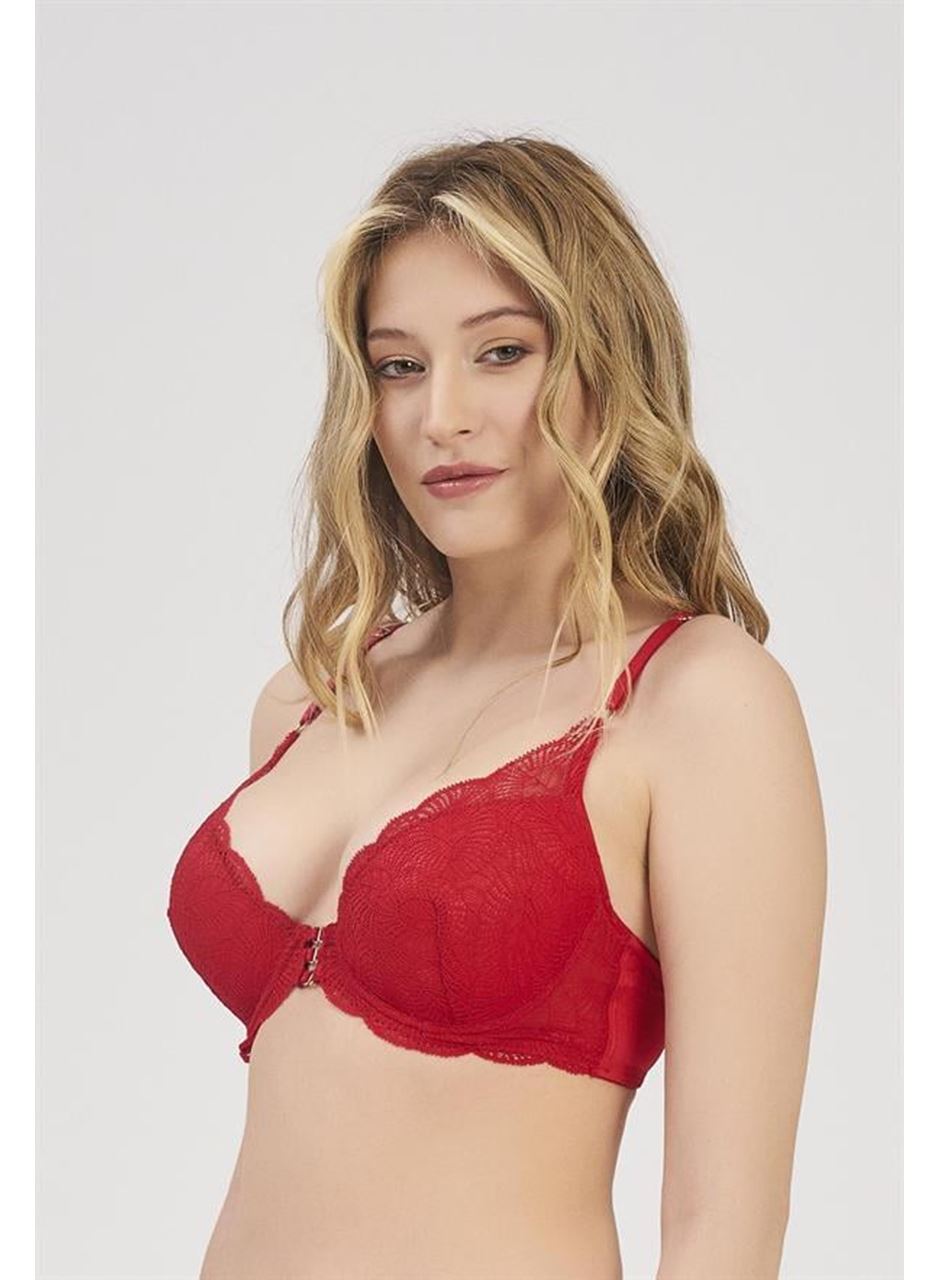 MOONLIGHT 2207 DESTEKLİ BALENLİ ÖZEL GOLD DETAYLI KIRMIZI SÜTYEN