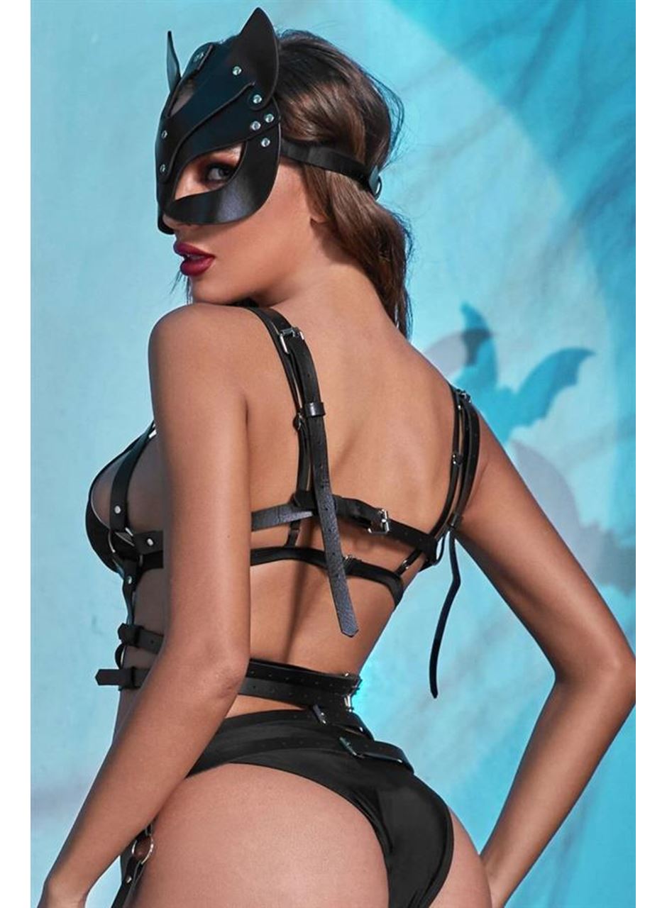 Fantezi Kedi Maskeli Harness Set