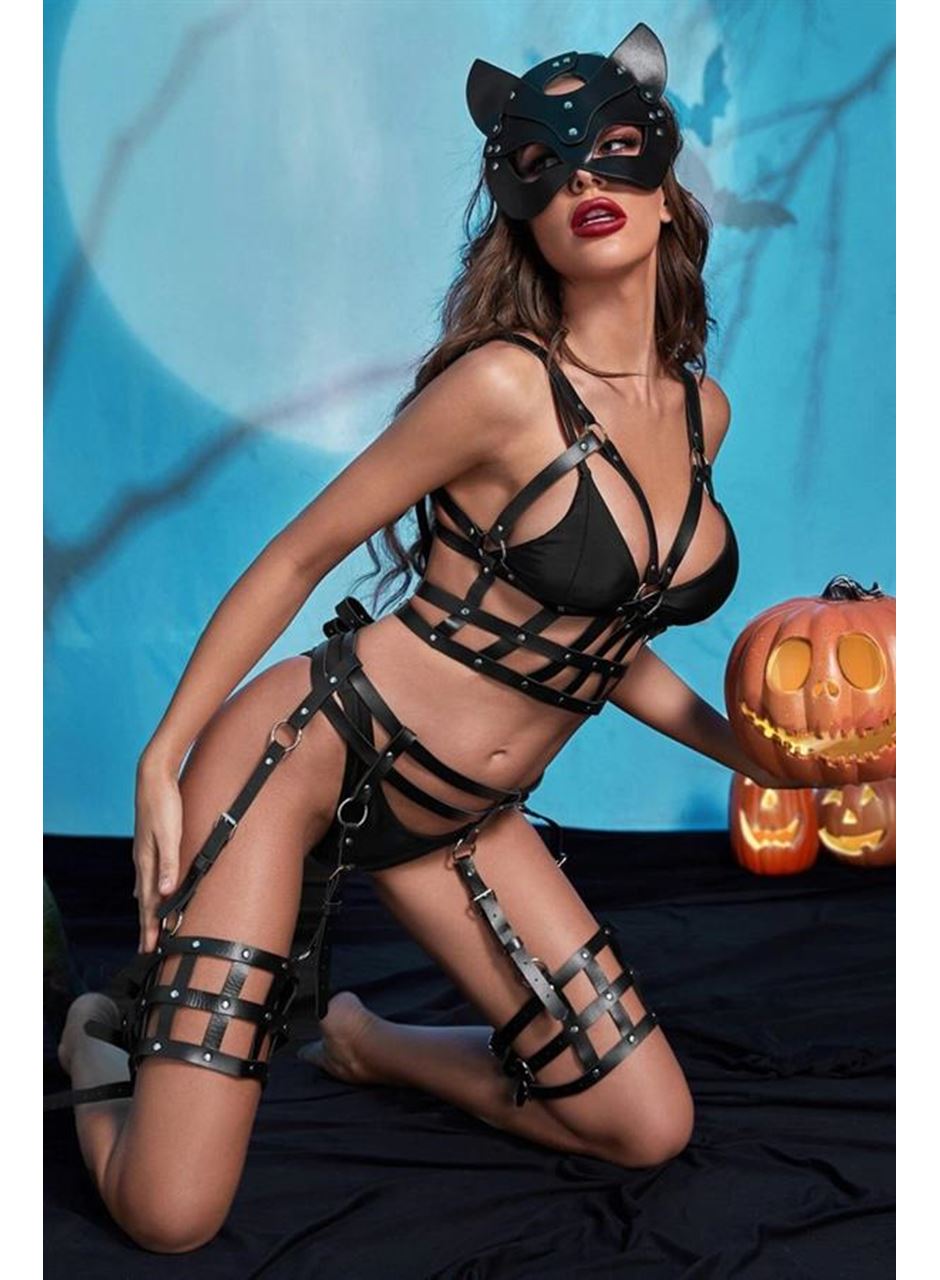 Fantezi Kedi Maskeli Harness Set