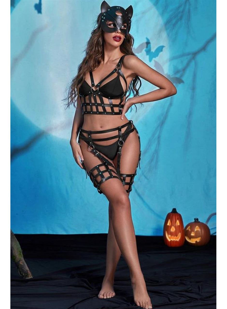 Fantezi Kedi Maskeli Harness Set