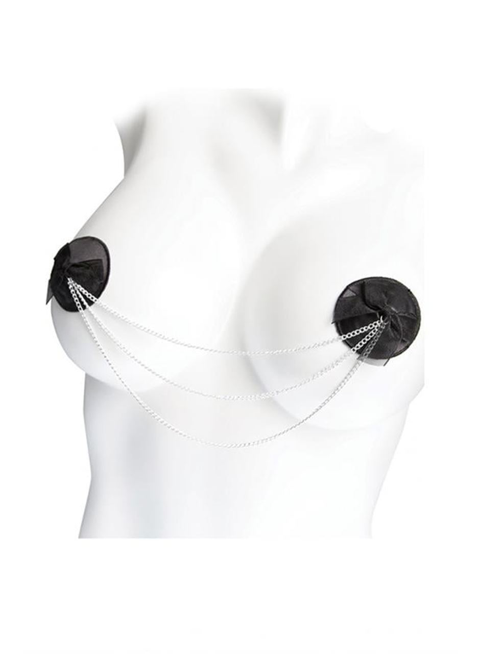 Siyah Zincir Detaylı Fantezi Göğüs Ucu Kapatıcı