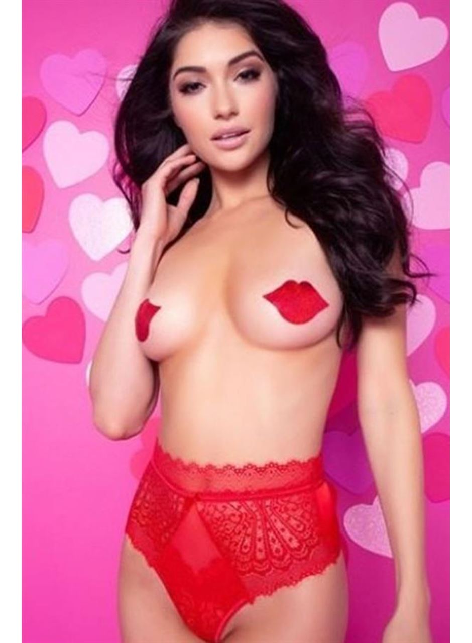 Kırmızı Dudak Şeklinde Fantezi Göğüs Ucu Kapatıcı