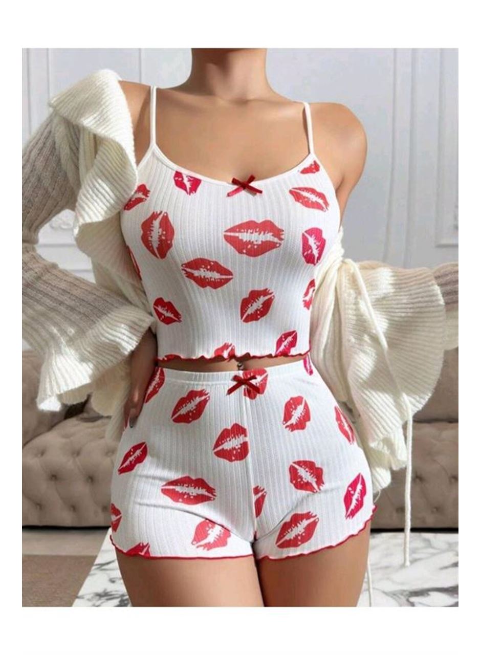 Kiss Öpücük Beyaz Şortlu Takım