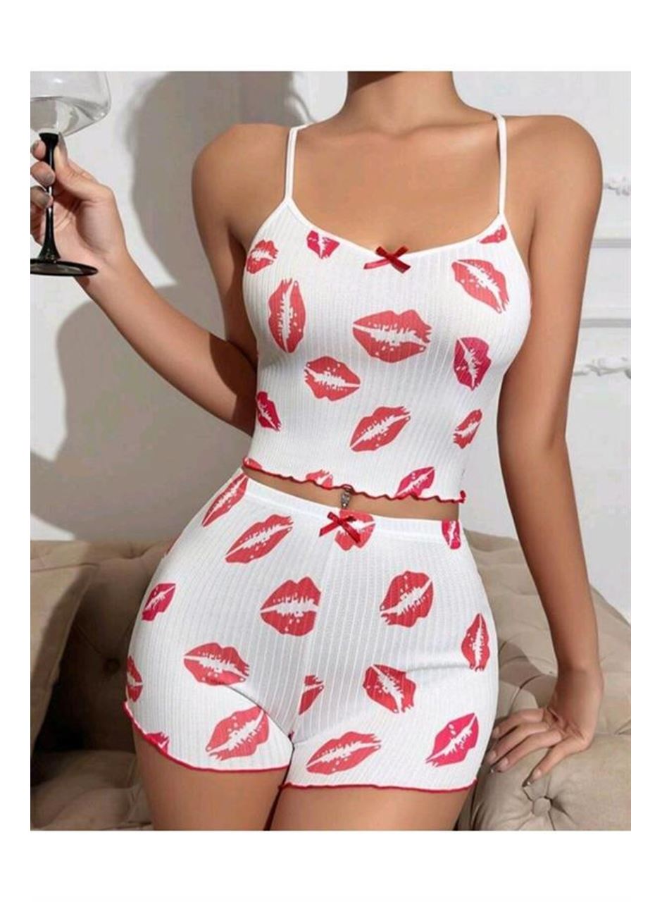Kiss Öpücük Beyaz Şortlu Takım