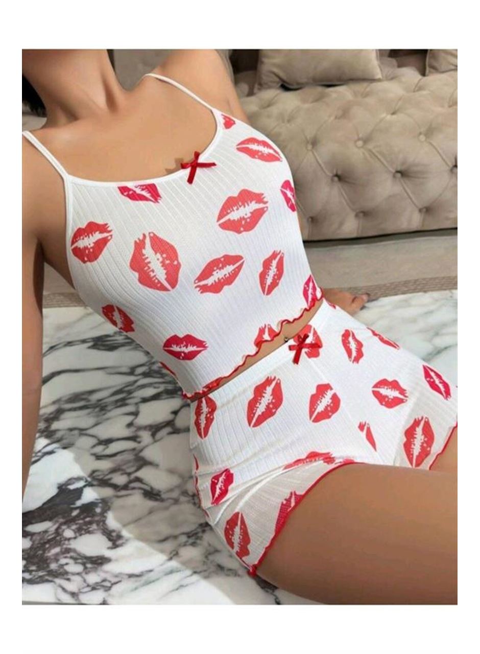 Kiss Öpücük Beyaz Şortlu Takım