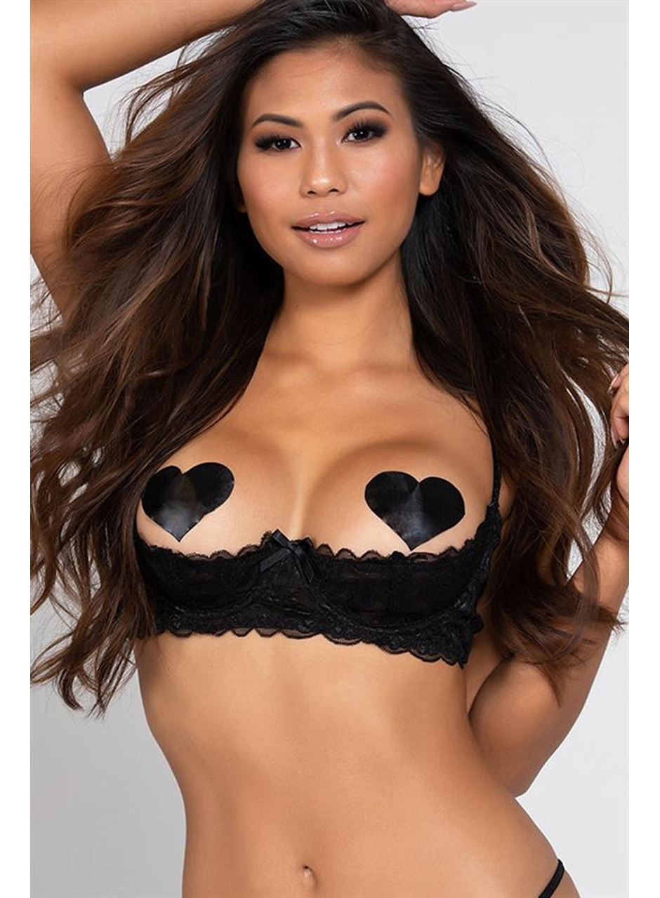 Siyah Kalp Şeklinde Fantezi Göğüs Ucu Kapatıcı