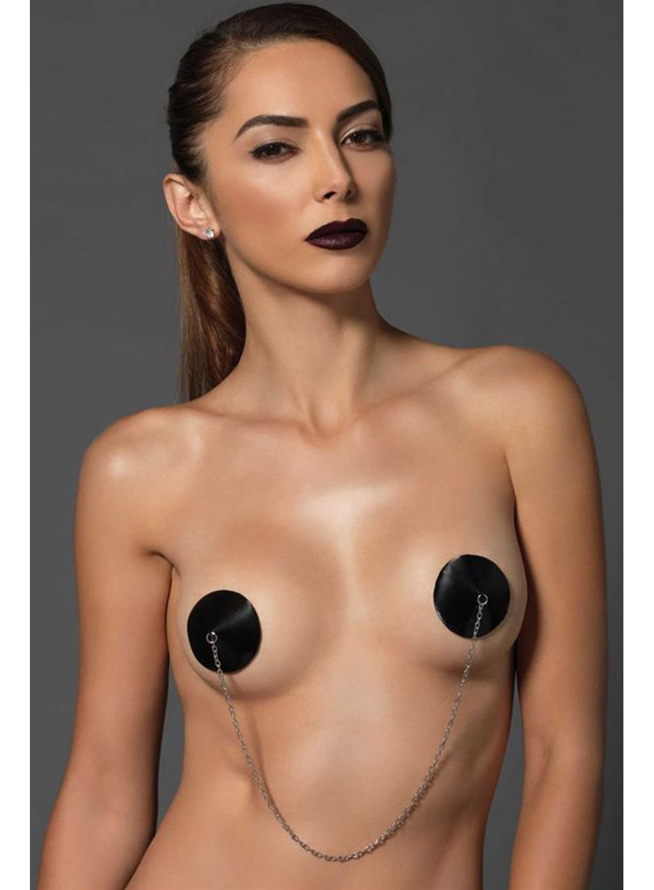 Siyah Özel Tasarım Zincir Detaylı Fantezi Göğüs Ucu Kapatıcı