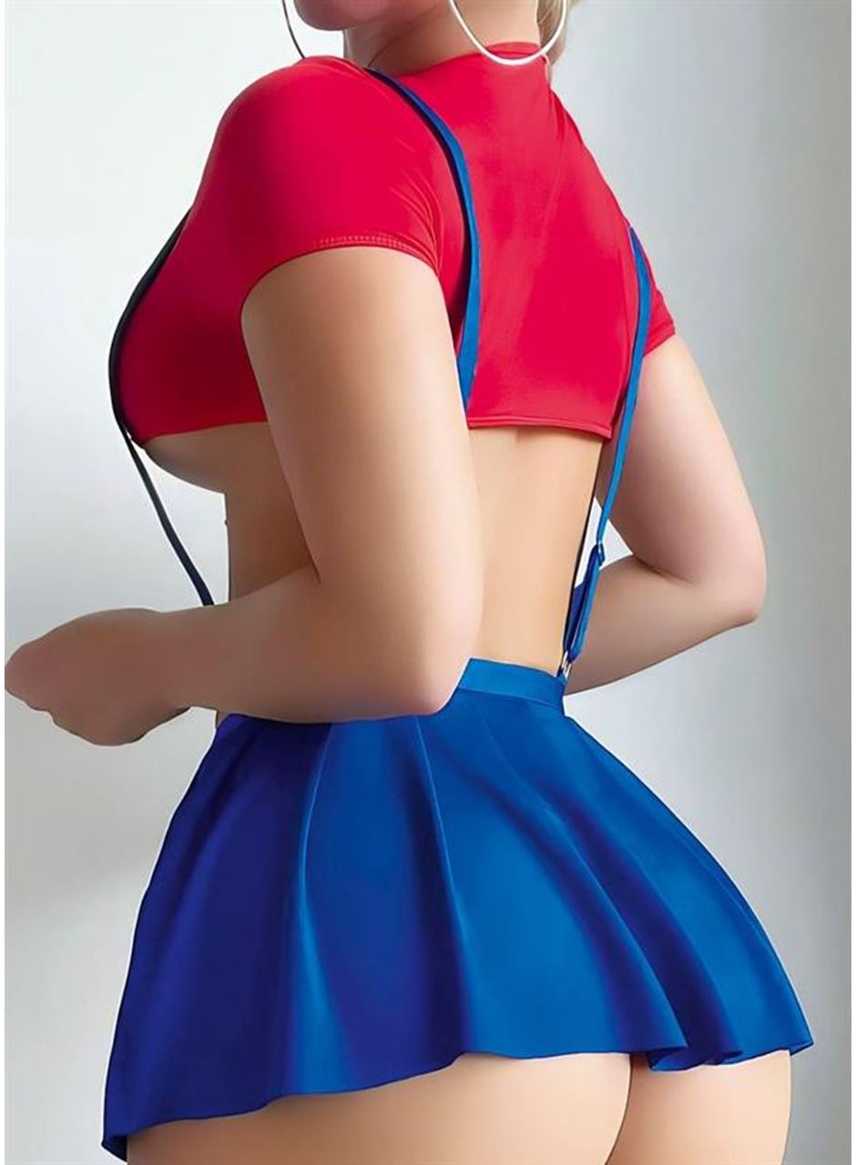 Mavi Kırmızı Fantezi Etekli Takım