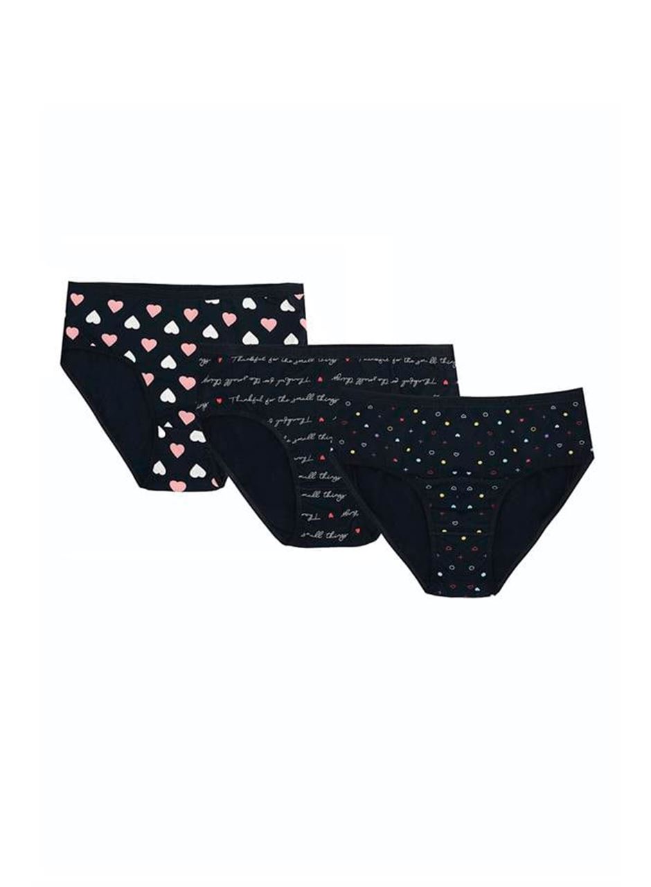 Büyük Beden Pamuklu Likralı Karışık Renkli 3'lü Külot