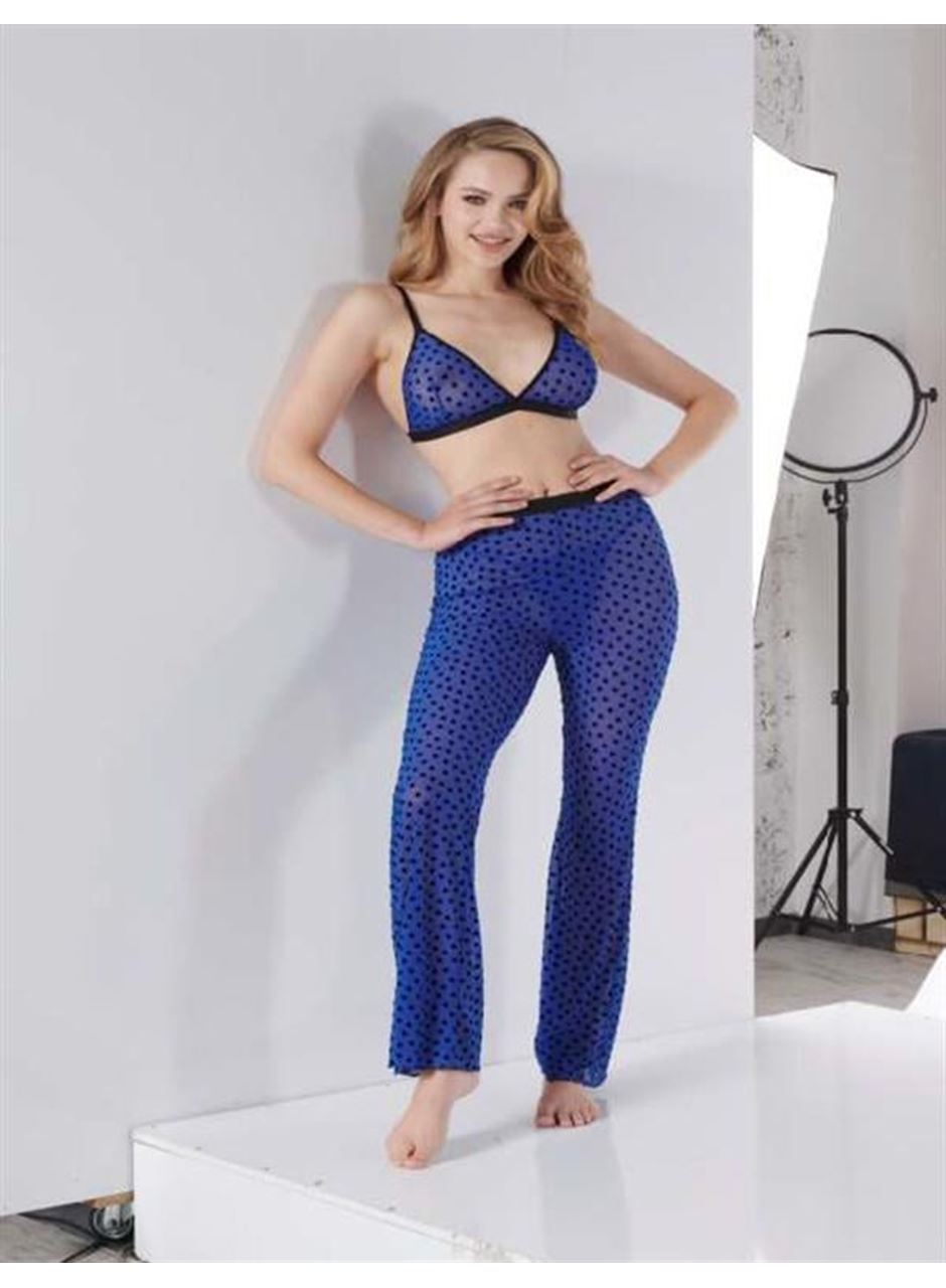 Mavi Transparan Fantezi Sütyen Pijama Takımı