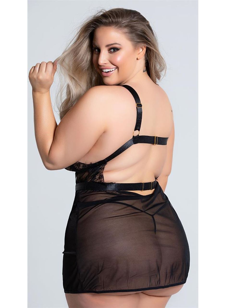 Özel Tasarım Büyük Beden Göğüs Altı Şeritli Askılı Fantezi Gecelik