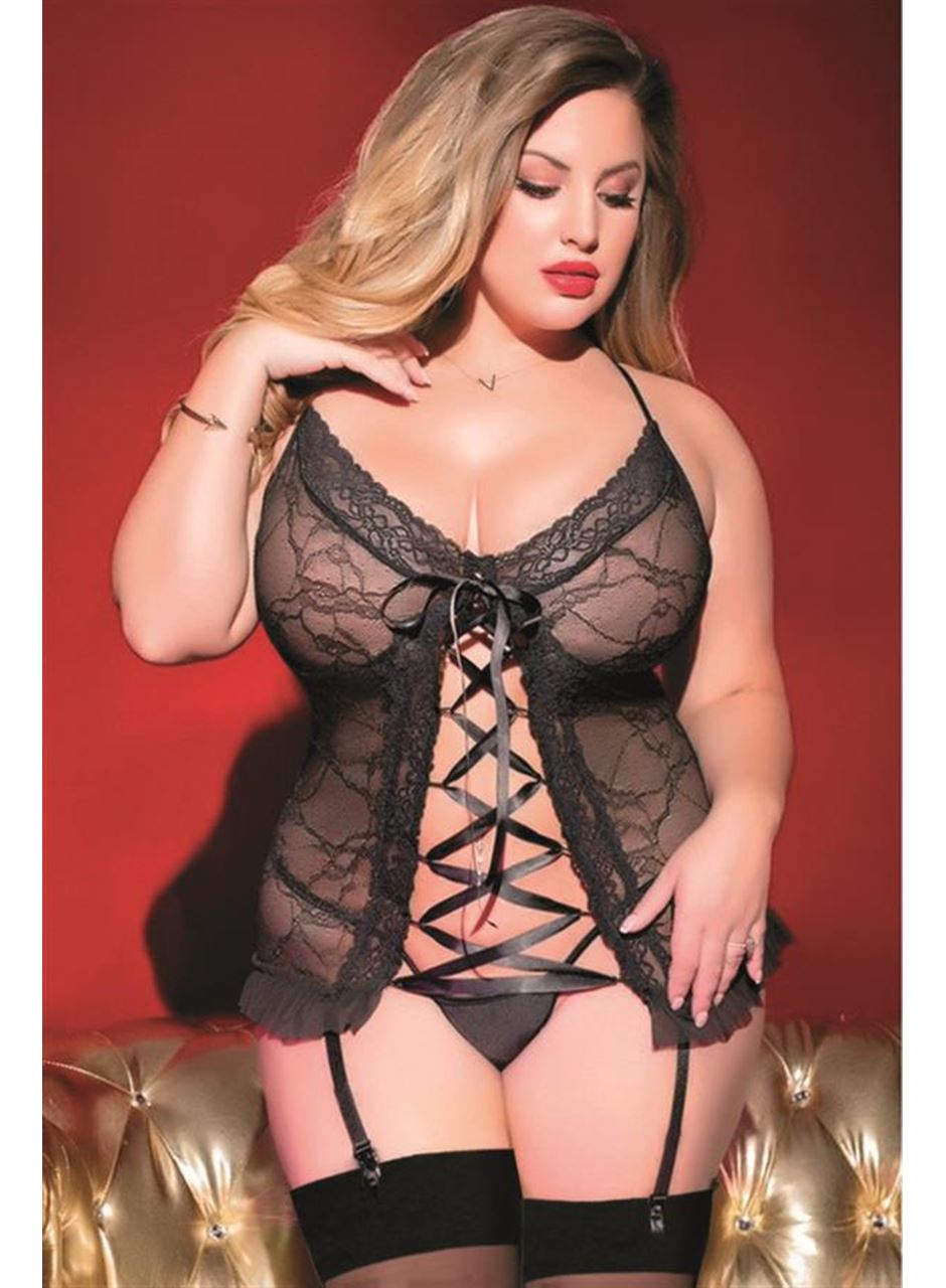 Özel Tasarım Büyük Beden Kurdelalı Fantezi Gecelik