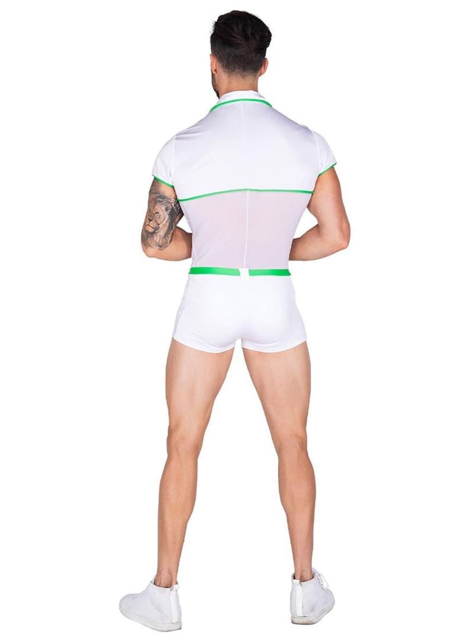 Beyaz Yeşil Şeritli Fantezi Erkek Kostüm