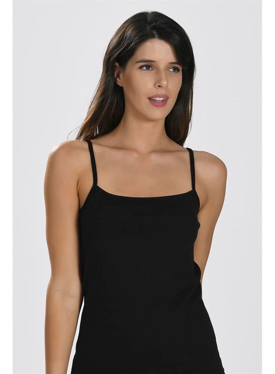 İp Askılı Siyah Ribana Atlet