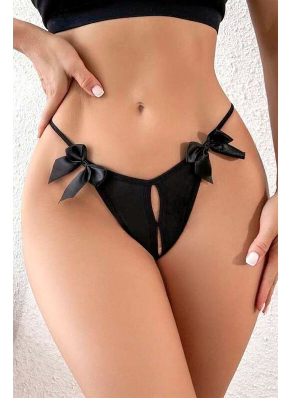 Siyah Kurdelalı İpli Şık Fantezi Külot