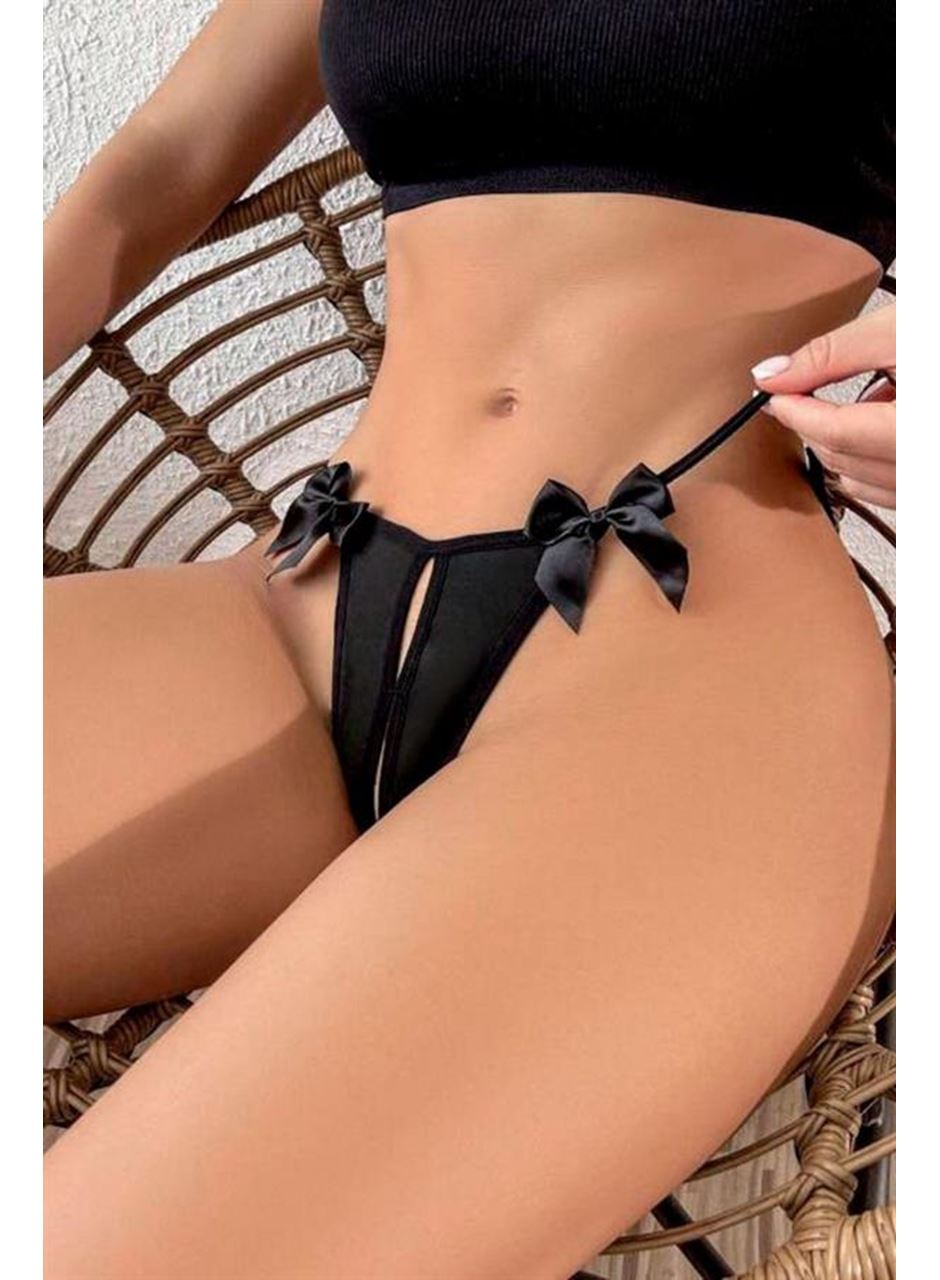 Siyah Kurdelalı İpli Şık Fantezi Külot