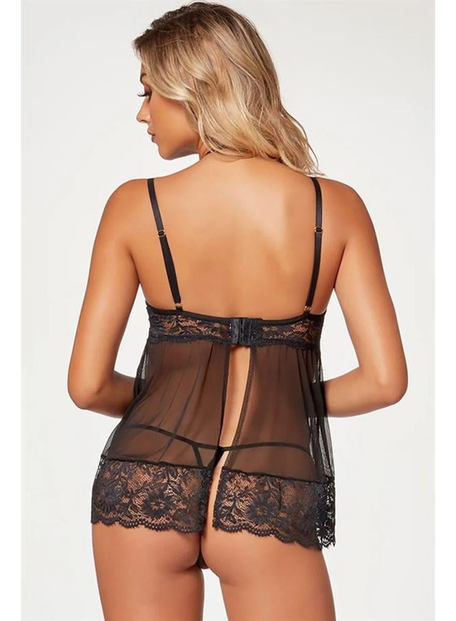 Bordo Dantel İşlemeli Fantezi Gecelik