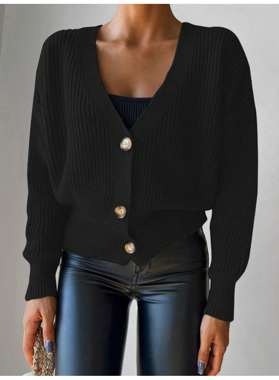 Düğme Detay Triko Bluz