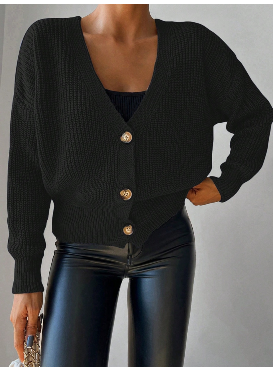 Düğme Detay Triko Bluz