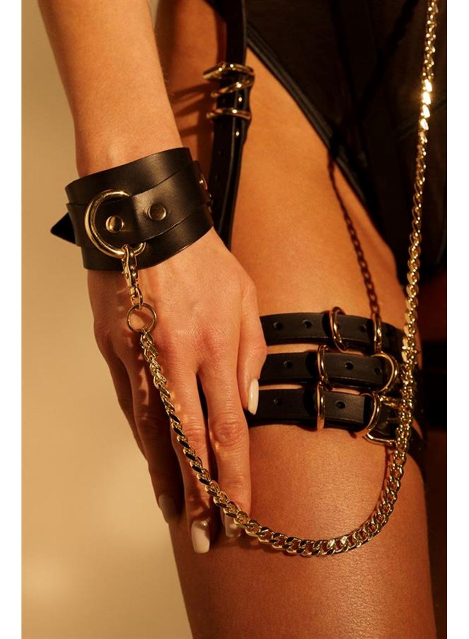 Siyah Zincir Aksesuarlı Fantezi Vücut Harness