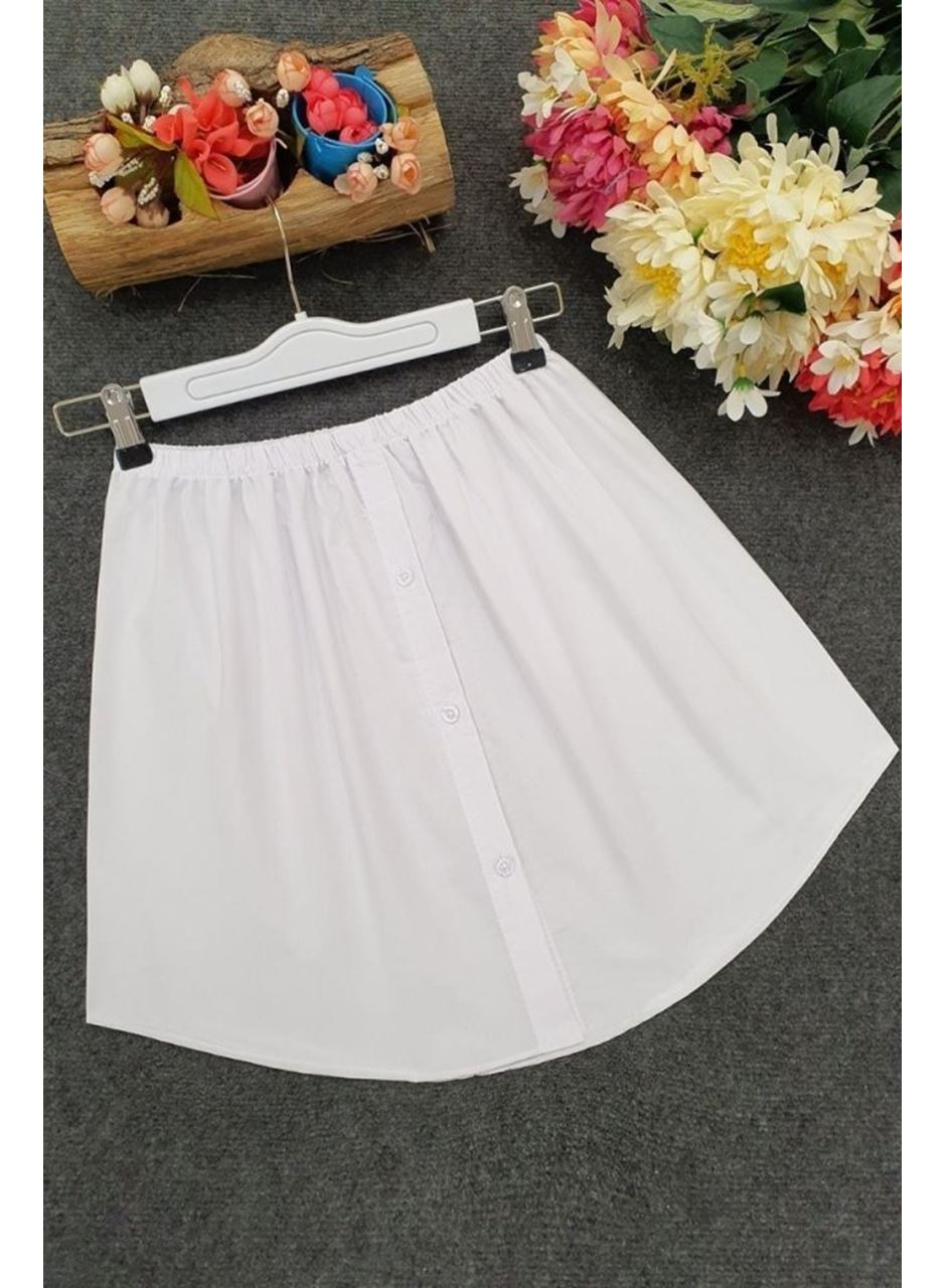 Lastikli Düğmeli Kurtarıcı Gömlek Altı Eteklik -Beyaz