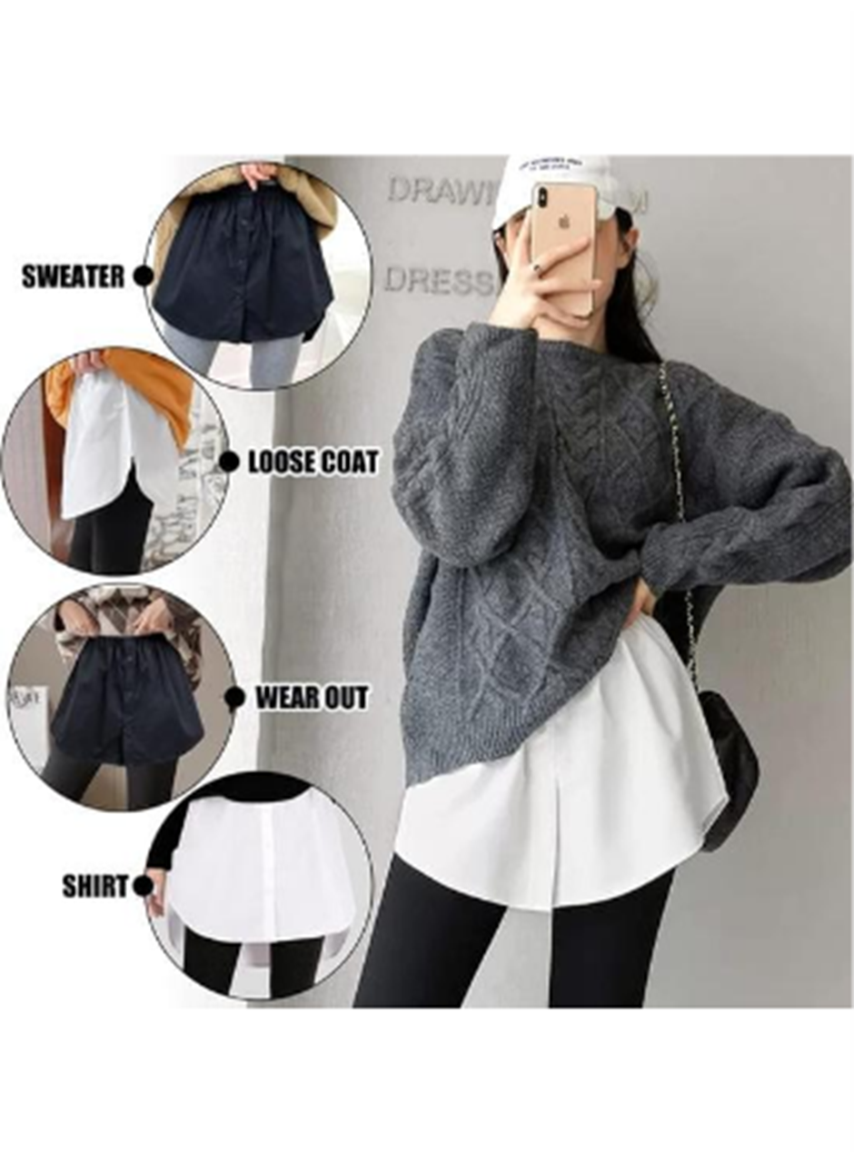 Lastikli Düğmeli Kurtarıcı Gömlek Altı Eteklik -Beyaz