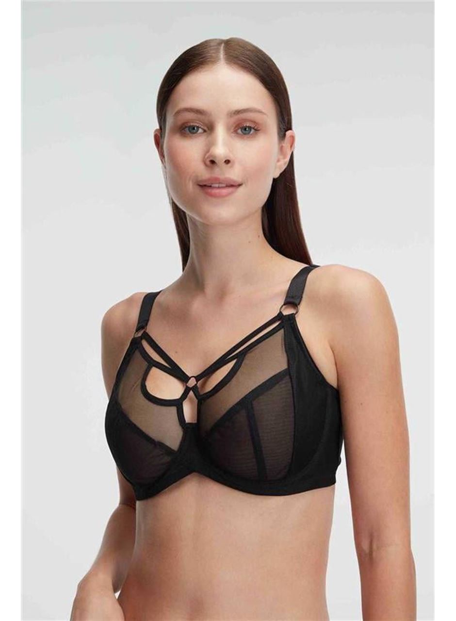 Tüllü Balenli Desteksiz Dolgusuz Yaka Detaylı Toparlayıcı Küçültücü Sütyen